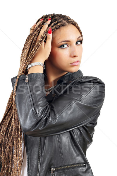 beautiful girl with dreadlocks hair portrait Stock photo © goce