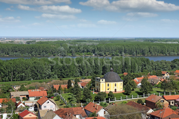 ünlü küçük kilise barış Sırbistan gökyüzü ağaç Stok fotoğraf © goce