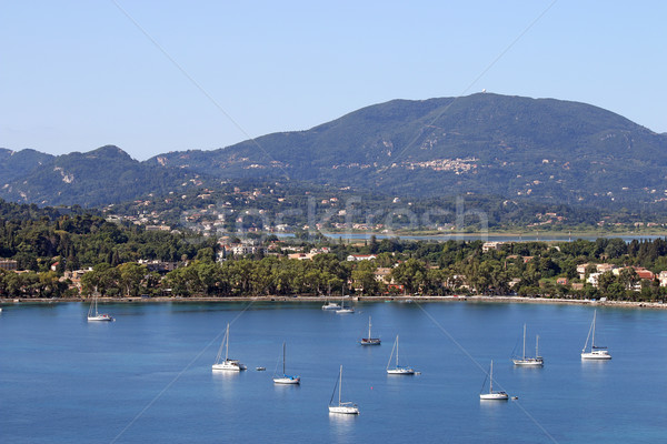 sailboats and yachts Garitsa bay Corfu island Stock photo © goce