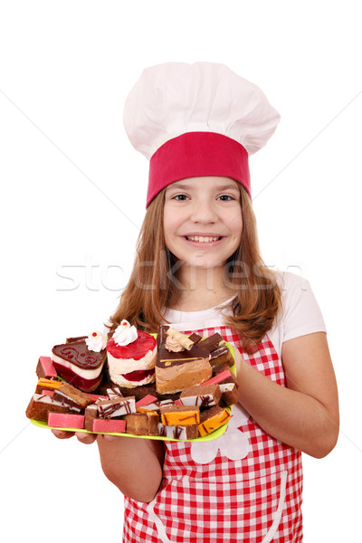 happy little girl cook with sweet cakes  Stock photo © goce