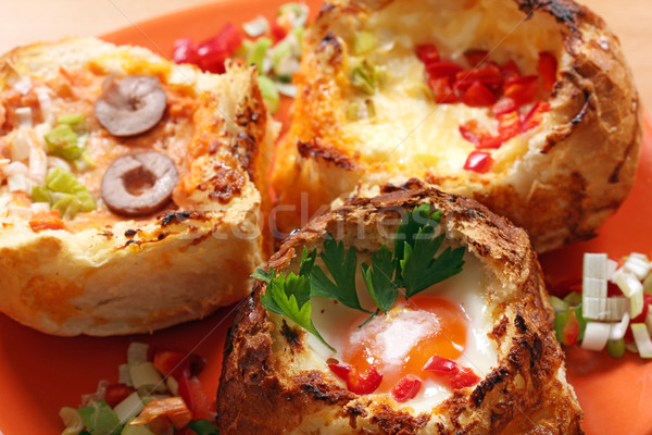 bread filled with eggs cheese and vegetables Stock photo © goce