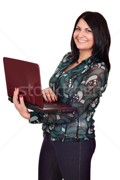 красивой счастливая девушка ноутбука девушки улыбка красоту Сток-фото © goce