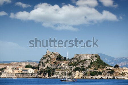 sailboat sailing near old fortress Corfu town Greece Stock photo © goce