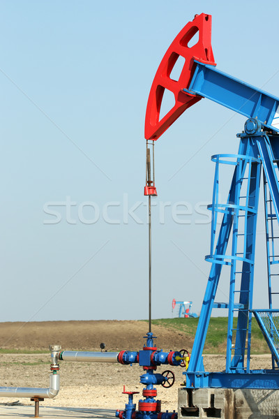 Kettő olaj pumpa mező üzlet kék Stock fotó © goce
