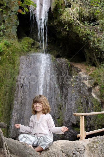 little girl meditates in nature Stock photo © goce
