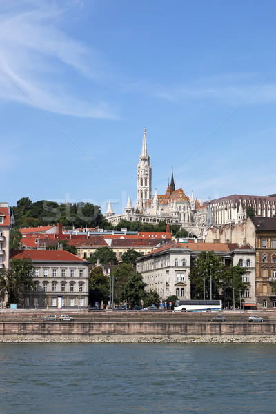 Fisherman bastion and buildings on Danube riverside Budapest Stock photo © goce