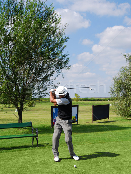senior golf player hit ball Stock photo © goce