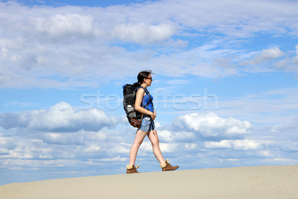 girl hiker walking in the desert Stock photo © goce