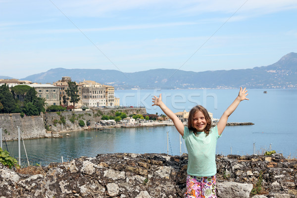 happy little girl on summer vacation in Corfu town Greece Stock photo © goce