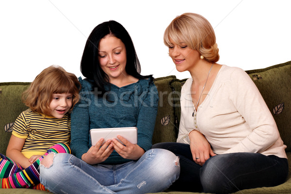 family three generation play with tablet pc Stock photo © goce