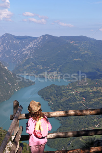 little girl hiker on mountain viewpoint Stock photo © goce