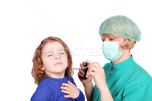 little girl not to take medicine Stock photo © goce