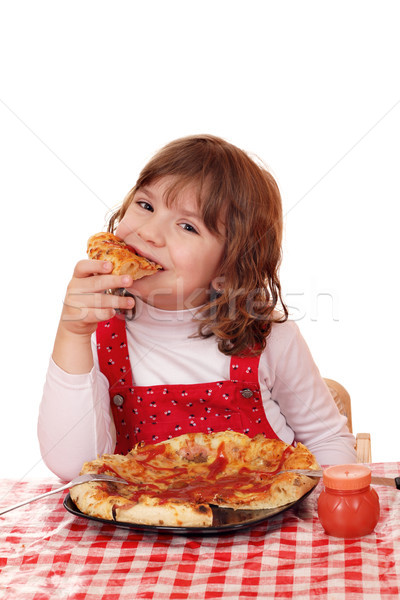 飢えた 女の子 食べる ピザ 少女 子 ストックフォト © goce
