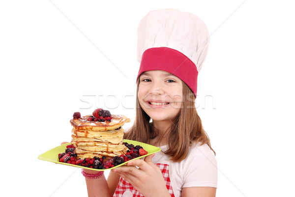 Zdjęcia stock: Szczęśliwy · dziewczynka · gotować · słodkie · naleśniki · dziewczyna