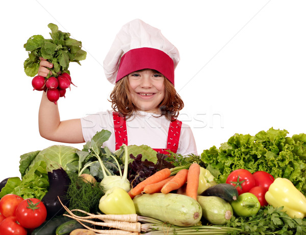 ストックフォト: 幸せ · 女の子 · 調理 · 大根 · 野菜
