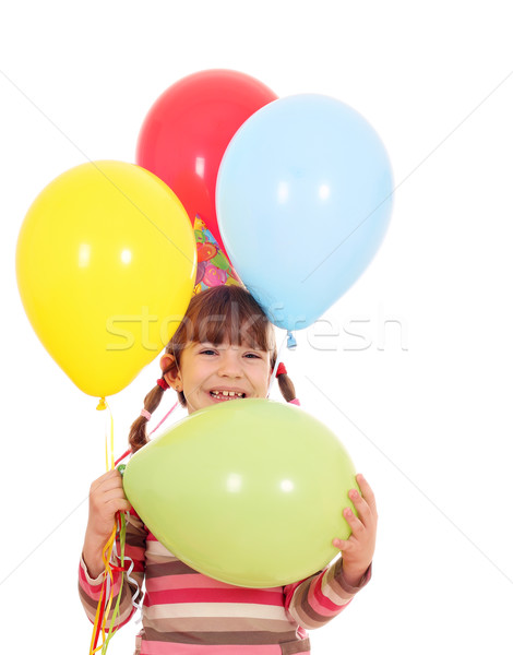 happy little girl with colorful balloons birthday party Stock photo © goce