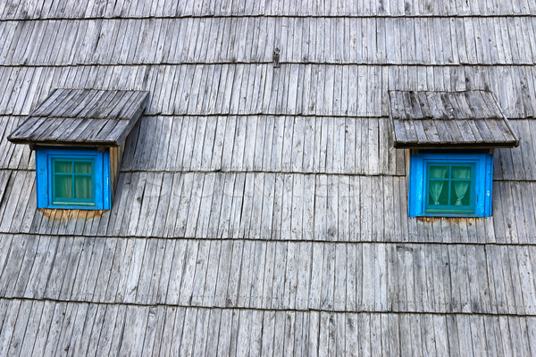 Hut houten dak Windows detail home Stockfoto © goce