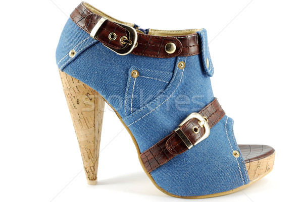 woman high hell open toe jeans shoe  Stock photo © goce