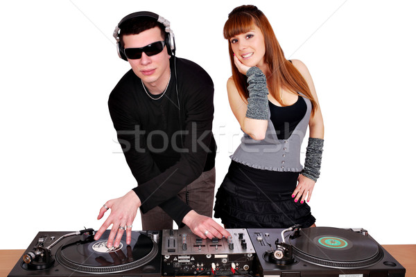 Sonnenbrillen schöne Mädchen Musik Mädchen Spaß jungen Stock foto © goce