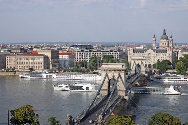 [[stock_photo]]: Cruiser · chaîne · pont · Budapest · ville · Voyage