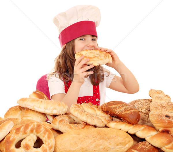 餓 小女孩 煮 吃 椒鹽脆餅 女孩 商業照片 © goce