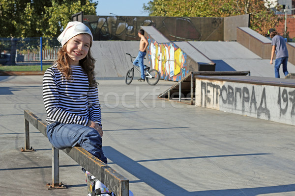 happy little girl in skate park Stock photo © goce