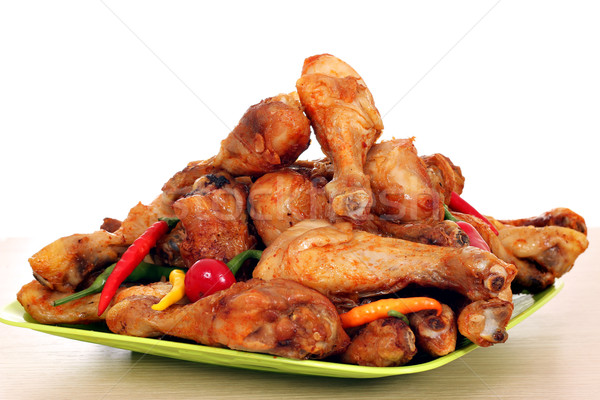 roasted chicken drumsticks on plate Stock photo © goce