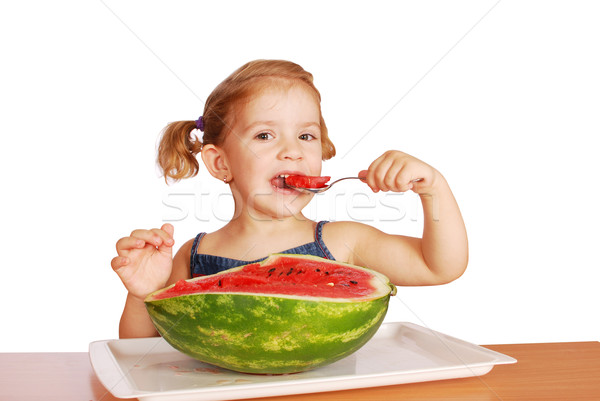 Beleza little girl alimentação melancia comida feliz Foto stock © goce