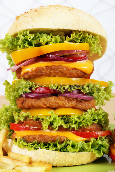 Stok fotoğraf: Büyük · hamburger · fast-food · ekmek · et