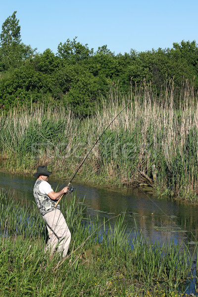 Halász hal folyó sport zöld jókedv Stock fotó © goce