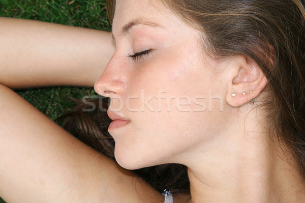 face of woman sleeping with beautiful clear skin Stock photo © godfer