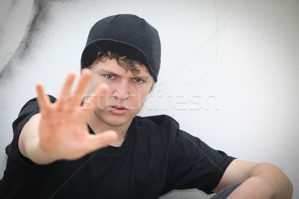 Teen chłopca dłoni retro młodych nastolatków Zdjęcia stock © godfer