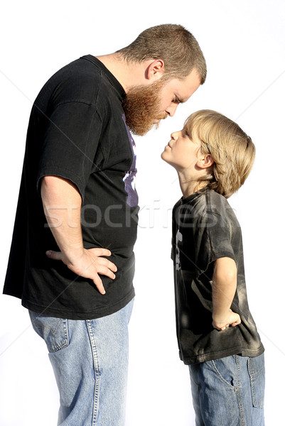 Vader zoon confrontatie kinderen gezicht man kinderen Stockfoto © godfer