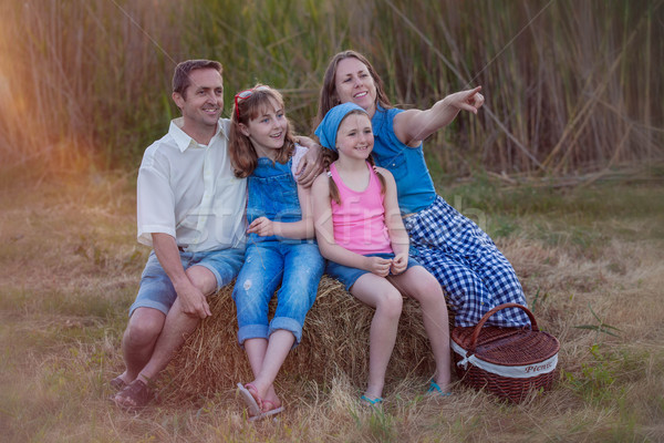 healthy happy family outdoors in summer picnic Stock photo © godfer