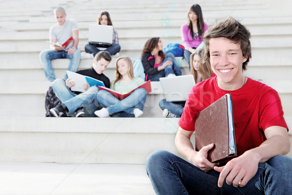 [[stock_photo]]: Groupe · élèves · travail · extérieur · école