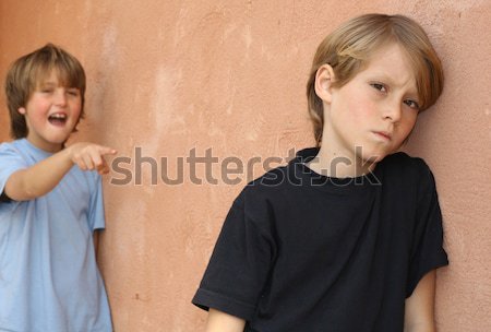 Szomorú elhagyatott utca gyerekek mérges Stock fotó © godfer
