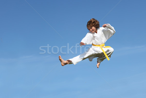 Karate copil fericit copii copil sări Imagine de stoc © godfer