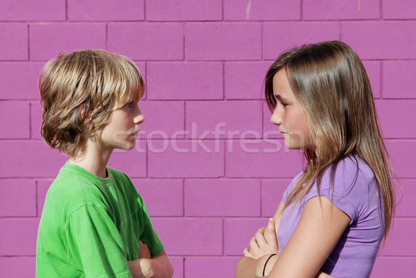 Stock foto: Geschwister · Rivalität · Bruder · Schwester · Mädchen · Kinder