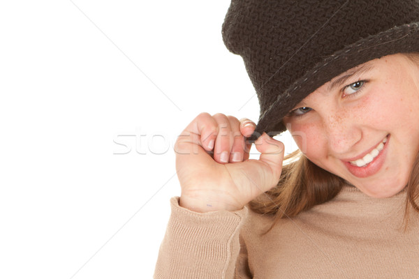 [[stock_photo]]: Cute · enfant · chapeau · heureux · souriant · enfants