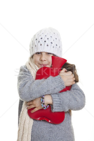winter kid with hot water bottle Stock photo © godfer