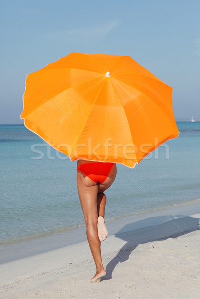 [[stock_photo]]: été · plage · vacances · mer · bikini · sable