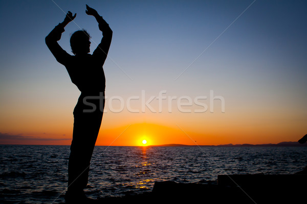 Spaans man dansen Spanje dans zonsondergang Stockfoto © godfer