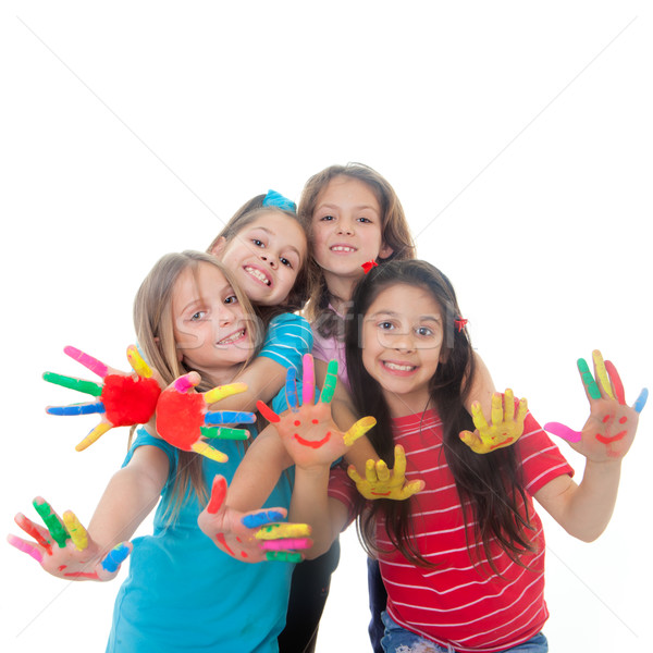 children paint fun Stock photo © godfer