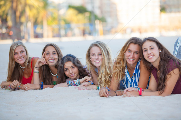 [[stock_photo]]: Mode · plage · filles · vacances · d'été · enfants · été