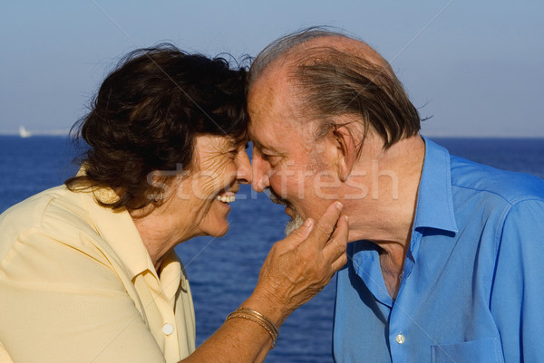 Boldog idős pár nyári szabadság vakáció nyár mosolyog Stock fotó © godfer