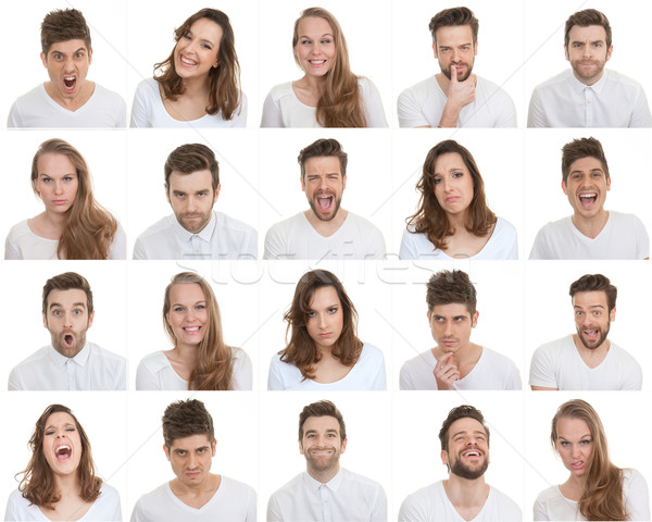set of different male and female faces Stock photo © godfer