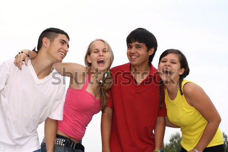 Stockfoto: Diversiteit · vriendelijk · groep · kinderen · studenten · tieners