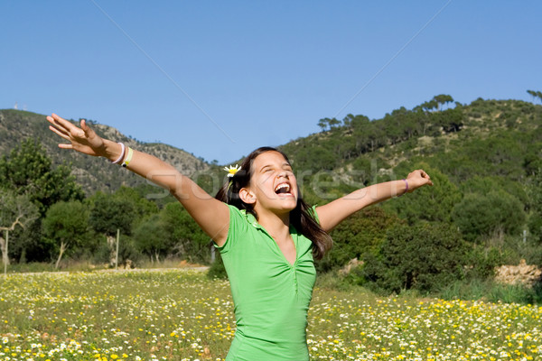 Foto stock: Nino · cantando · fe · elogios