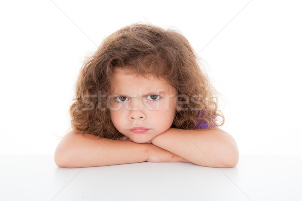 Sulky colère enfant jeune fille boude fille Photo stock © godfer