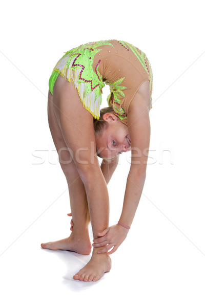 Genç çocuk jimnastikçi esnek poz kız Stok fotoğraf © godfer